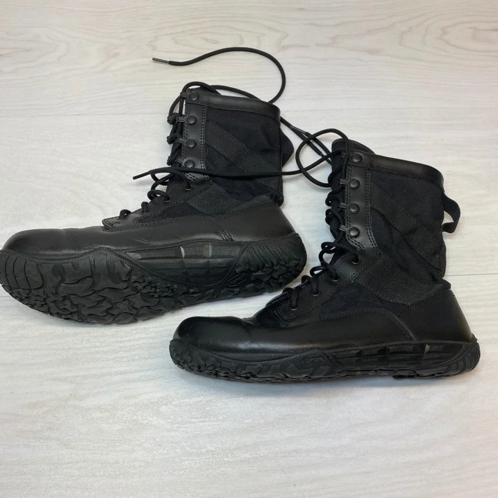 Belleville Mens 10W Mini-Mil Tactical Boots Black Leather Vibram Minimalist
